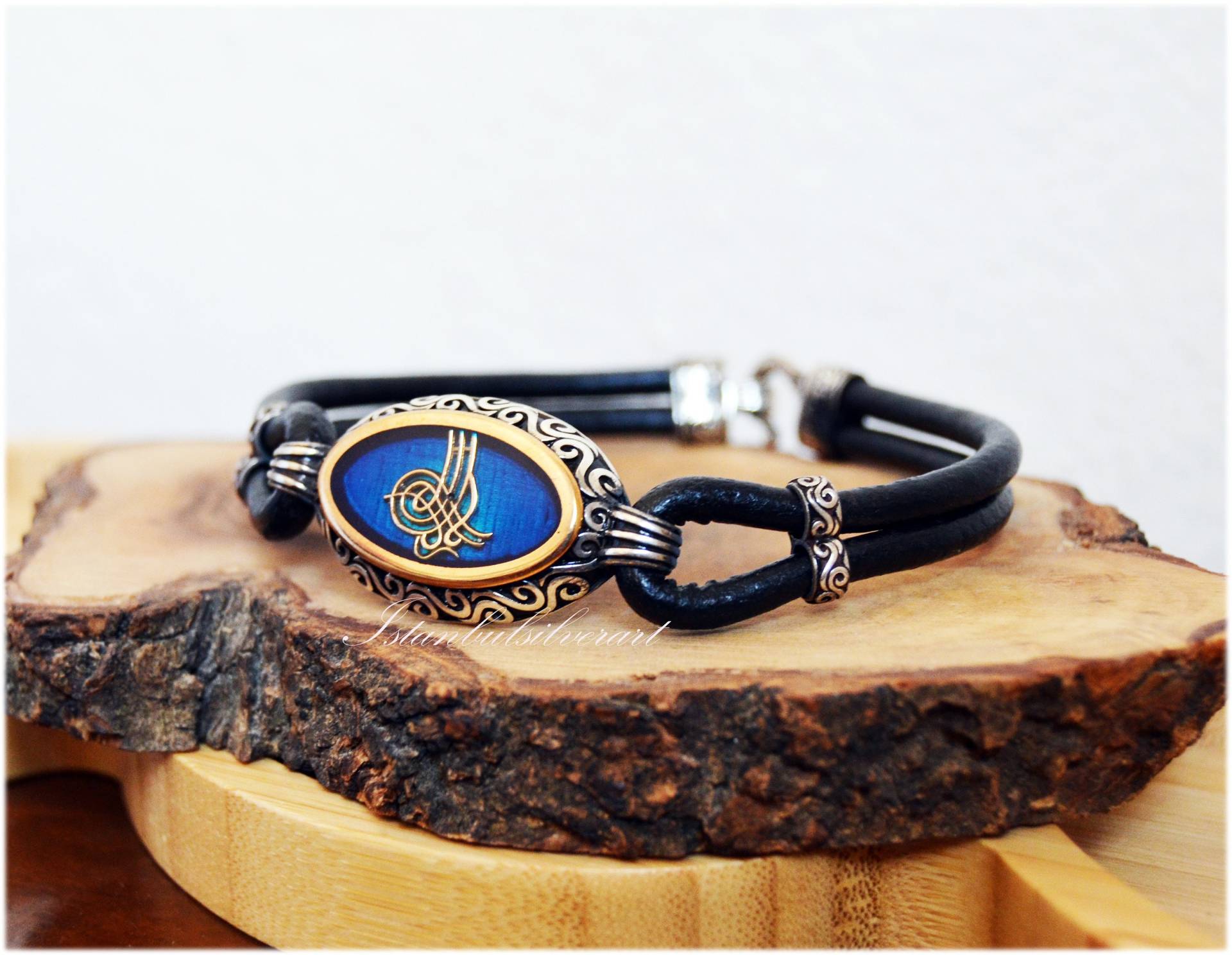 Handgefertigtes Armband Aus 925K Sterling Silber & Leder - Unisex Design von ISTANBULSILVERART