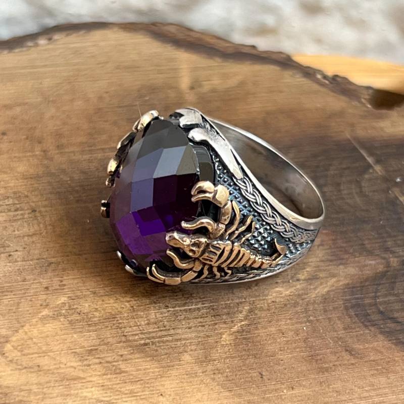 Handgemachte Sterling Silber Skorpion Ring Mit Amethyst Stein von ISTANBULSILVERART