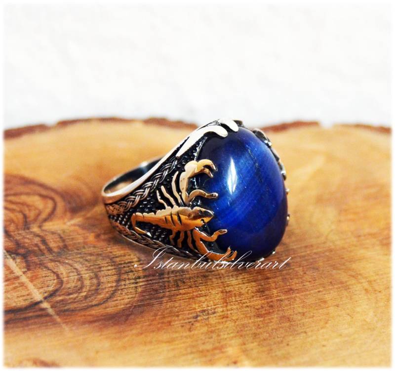 Handgemachte Sterling Silber Skorpion Ring Tigerauge Tier Wrap von ISTANBULSILVERART