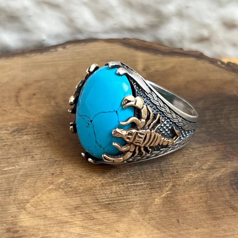 Handgemachte Sterling Silber Skorpion Ring Türkis Tier Wickelring von ISTANBULSILVERART