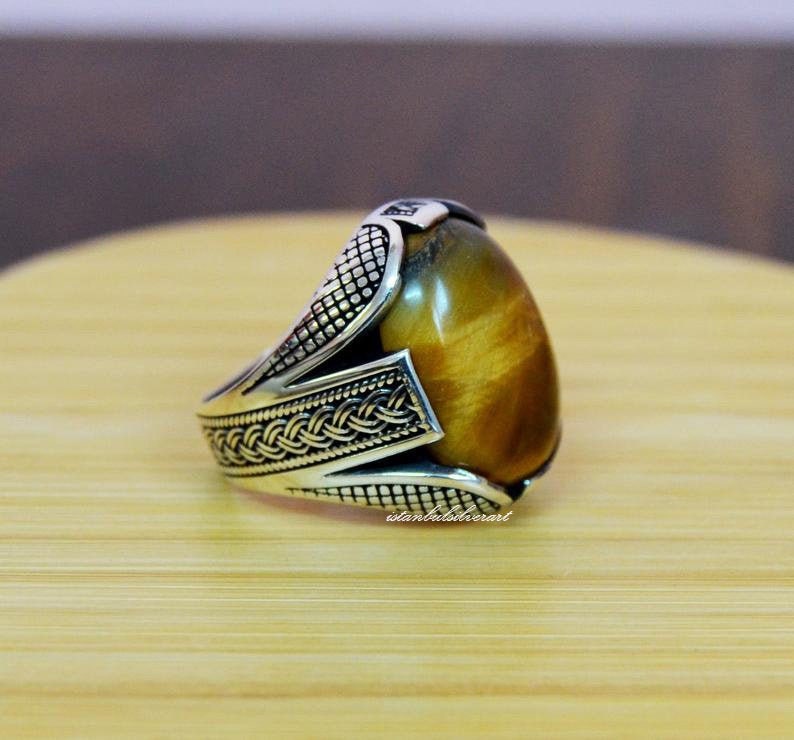 Handgemachte Sterling Silber Tigerauge Ring - Ottoman Style von ISTANBULSILVERART