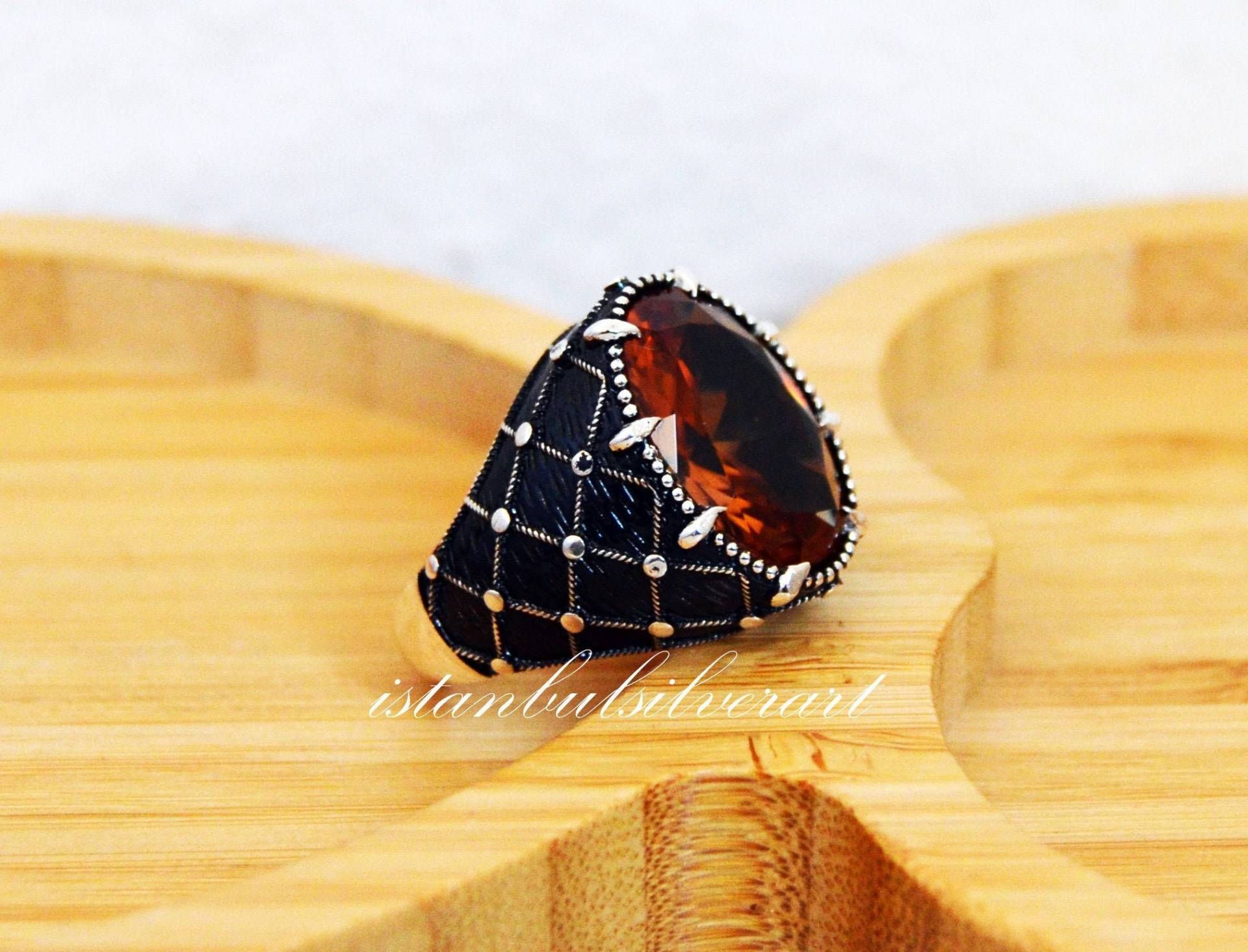 Handgemachter Alexandrit Herrenring Ottomane 925 Sterling Silber Bronze von ISTANBULSILVERART