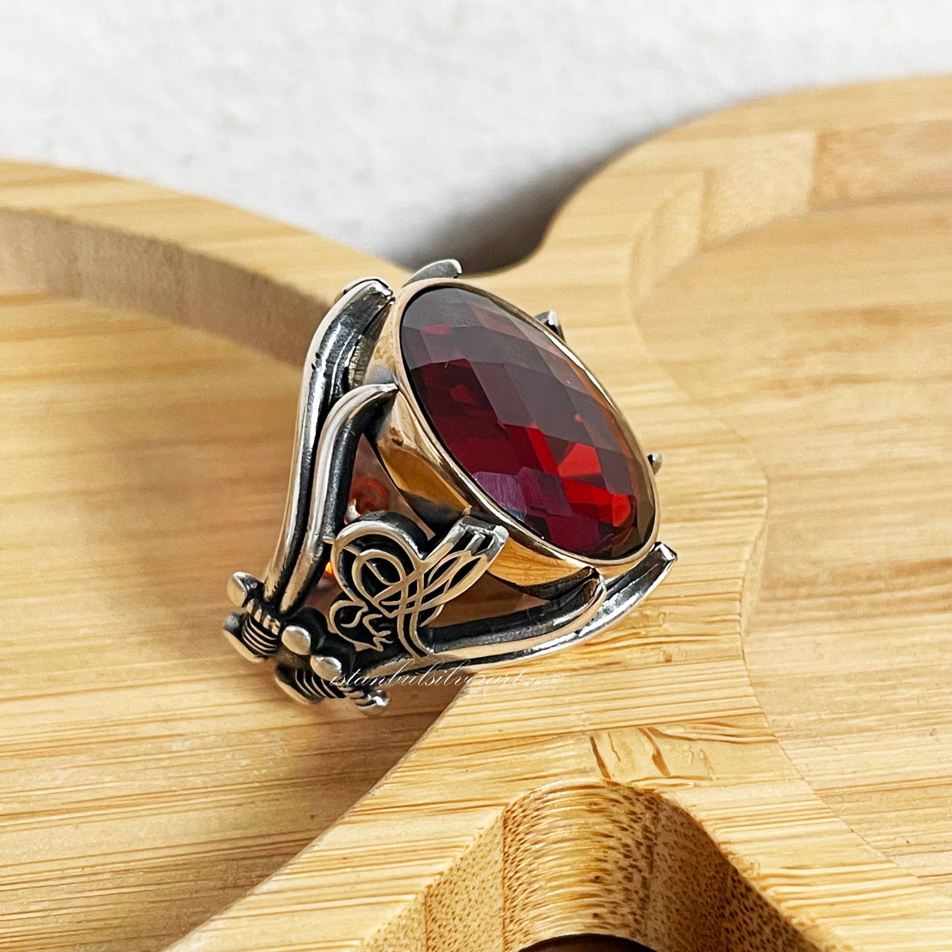 Handgemachter Herrenring, Türkisch Silber Ottoman Rubinring, Geschenk Für Ihn, 925K Sterling Ring Handgemachter Herrenring, Türkisch Silber Ottoman Rubinring, Geschenk Für Ihn, 925K Sterling Ring von ISTANBULSILVERART