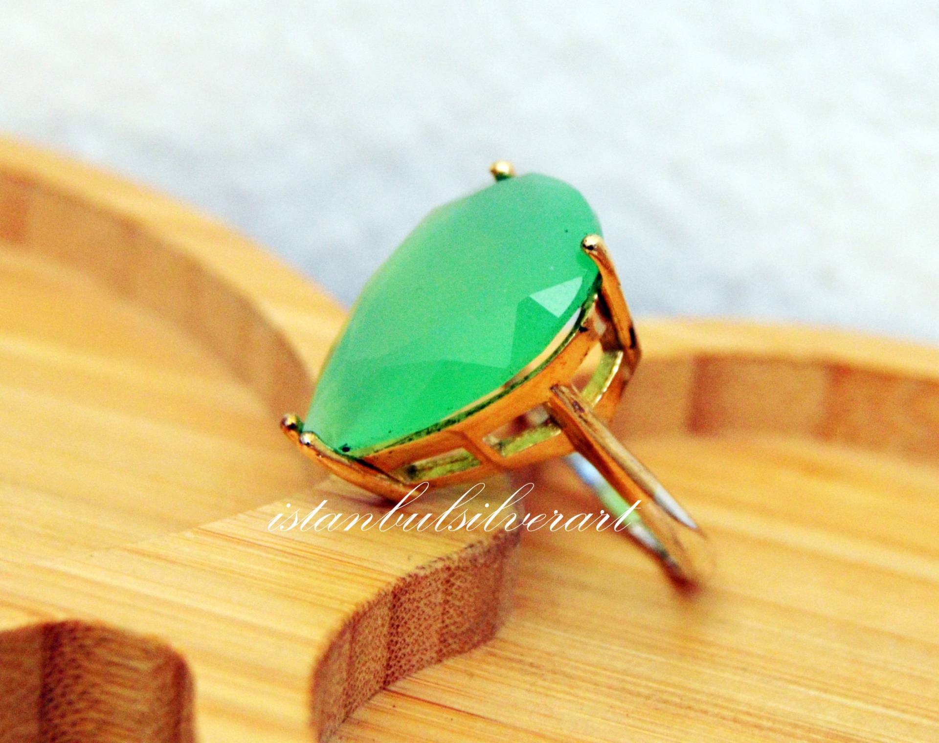 Handgemachter Jadestein-Ring Ottoman 925 Sterling Silber von ISTANBULSILVERART