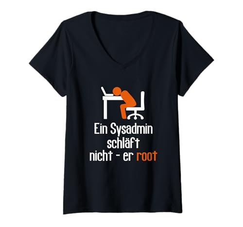 Damen Informatiker Sys Admin schläft Nicht Programmierer Geschenke T-Shirt mit V-Ausschnitt Damen Informatiker Sys Admin schläft Nicht Programmierer Geschenke T-Shirt mit V-Ausschnitt von IT Nerd Geschenkidee