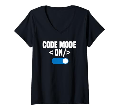 Damen Code Mode On IT Programmierung T-Shirt mit V-Ausschnitt von IT Programmierung Entwickler Code