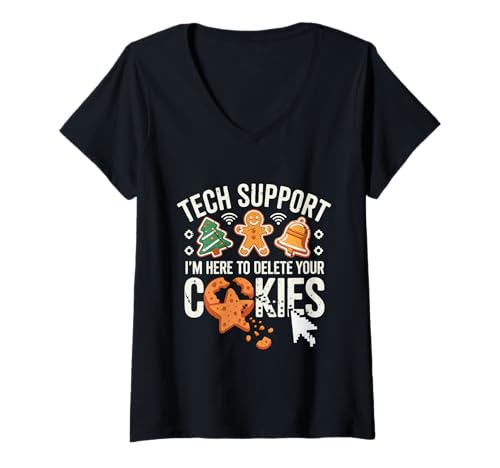 Damen Der technische Support für Weihnachten ist Hier, um Cookies zu löschen. Weihnachten, Herren, Damen T-Shirt mit V-Ausschnitt Damen Der technische Support für Weihnachten ist Hier, um Cookies zu löschen. Weihnachten, Herren, Damen T-Shirt mit V-Ausschnitt von IT Tech Support I'm Here To Delete Your Cookies