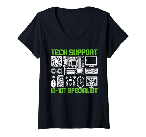 Damen Computer Engineer Programmer IT Tech Software Techniker T-Shirt mit V-Ausschnitt von IT Technical Support Humor Gifts Geek Nerds