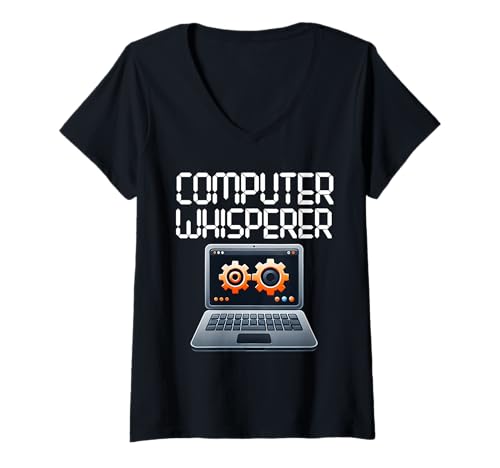Damen Computer Whisperer IT Tech Softwaretechniker Technologie T-Shirt mit V-Ausschnitt Damen Computer Whisperer IT Tech Softwaretechniker Technologie T-Shirt mit V-Ausschnitt von IT Technical Support Humor Gifts Geek Nerds