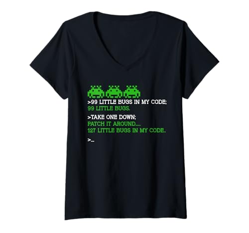 Damen Tech Support IT-Techniker-Code-Fehlersoftware Helpdesk T-Shirt mit V-Ausschnitt von IT Technical Support Humor Gifts Geek Nerds