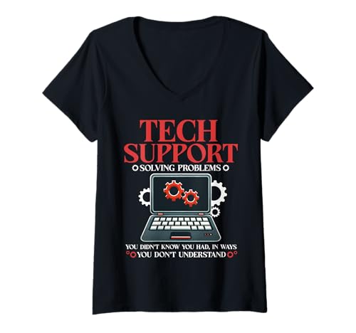 Damen Tech Support Problemlösung IT-Tech-Softwaretechniker T-Shirt mit V-Ausschnitt Damen Tech Support Problemlösung IT-Tech-Softwaretechniker T-Shirt mit V-Ausschnitt von IT Technical Support Humor Gifts Geek Nerds
