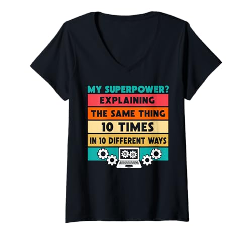Damen Technologie Computer Engineer Programmer IT Tech Support T-Shirt mit V-Ausschnitt von IT Technical Support Humor Gifts Geek Nerds