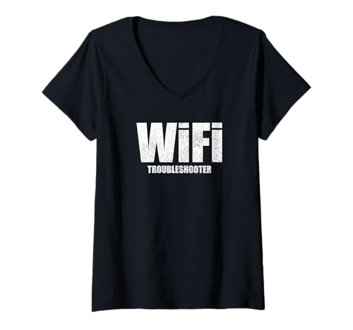 Damen WiFi Fehlerbehebung Programmierer Lustiger IT-Tech-Support T-Shirt mit V-Ausschnitt von IT technician it support network administrator