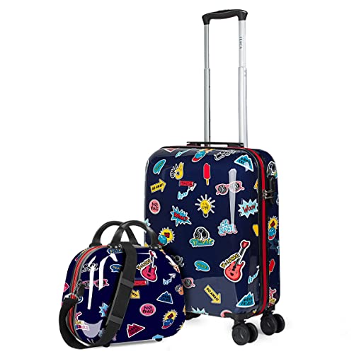 ITACA - Kinderkoffer Mädchen - Kinder Kofferset. Kinderkoffer mit Rollen - 4 Rädrig Reisekoffer Kinder. Langlebiger Kinder Trolley. Reisekoffer für Kinder 702250B, Marine Blau von ITACA