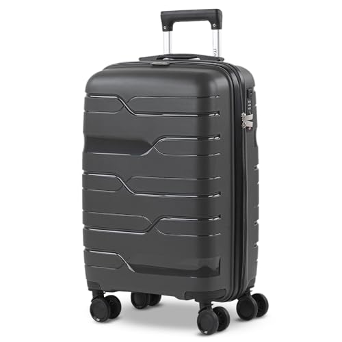 ITACA - Koffer Klein Handgepäck - Handgepäck Koffer 4 Rollen - Koffer Handgepäck [ 55x38x20 ] Leicht und Robust - Reisekoffer Klein aus Hochwertigen Materialien - Hartschalenkoffer Klein m, Dunkelgrau von ITACA