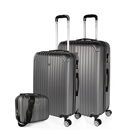 ITACA - Kosmetikkoffer Hartschale Groß, Beautycase Damen, Trolley & Handgepäck Koffer: Beauty Case Hartschale, Kosmetik Koffer, Kosmetiktasche Groß - Ideal für Reisen! T71535, Antrazit von ITACA