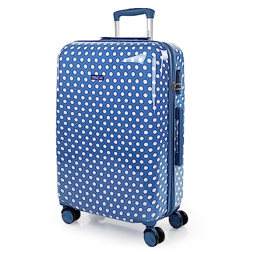 ITACA - Reisekoffer Kinder Polycarbonat Koffer Kinder Kinderkoffer Mädchen - Kinder Koffer mit Integriertes Zahlenschloss - 4 Rädrig Kinder Reisekoffer - Langlebiger Kindertrolley, Blau von ITACA