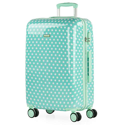 ITACA - Reisekoffer Kinder Polycarbonat Koffer Kinder Kinderkoffer Mädchen - Kinder Koffer mit Integriertes Zahlenschloss - 4 Rädrig Kinder Reisekoffer - Langlebiger Kindertrolley, Mint Moles von ITACA