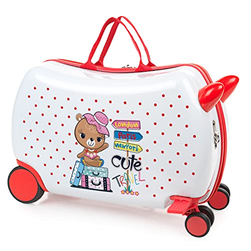 ITACA - Kinderkoffer Mädchen & Jungen: Zum Draufsitzen, Kindergepäck, Kindertrolley - Reisebegleiter 771445, Niedlich von ITACA