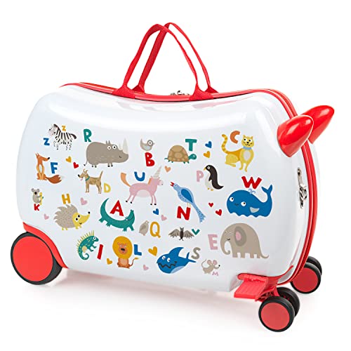 ITACA - Kinderkoffer Mädchen & Jungen: Zum Draufsitzen, Kindergepäck, Kindertrolley - Reisebegleiter 771445, Tiere von ITACA