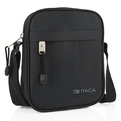 ITACA - Umhängetasche Herren Klein mit verstellbarem riemen - Herren Umhängetasche Klein hergestellt aus hochwertigen Materialien - Dauerhaft Kleine Umhängetasche Herren - Herrentasche Zum Um, Schwarz von ITACA