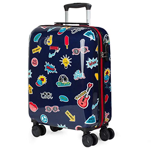 ITACA - Koffer Kinder Jungen Starre Kinder Koffer Leichte - Kinderkoffer Jungen für Flugzeugkabine Koffer Kinder mit 4 Rädern - Koffer für Kinder 55x40x20, Marine Blau von ITACA