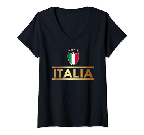 Damen ITALIA Italien Trikot Italien Fussball Fan 2020 / 2021 T-Shirt mit V-Ausschnitt von ITALIA Italien Trikot Italien Fussball Fan 2021