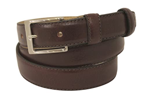 ITALOITALY Gürtel aus echtem Leder, Hirschdruck, ca. 2,5 cm, doppelte Schlaufe, eingenähter Rand, Handwerkskunst, Made in Italy, Unisex, kürzbar, Braun Dunkelbraun, Taille 95 cm von ITALOITALY