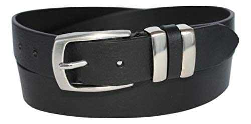 ITALOITALY - Ledergürtel, doppelte Schlaufe aus Metall, schwarz, ca. 3,5 cm, echtes Leder, handwerkliche Produktion, Made in Italy, Unisex, kürzbar, ITDPM-35N_115, Schwarz, ITDPM-35N_115 Taille 100 cm von ITALOITALY