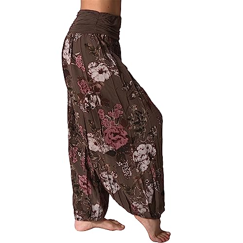 ITALY MODA Haremshose Pumphose Hose Rose Alibabahose Ballonhose Strandhose XS-L (XS-L, Braun) von ITALY MODA