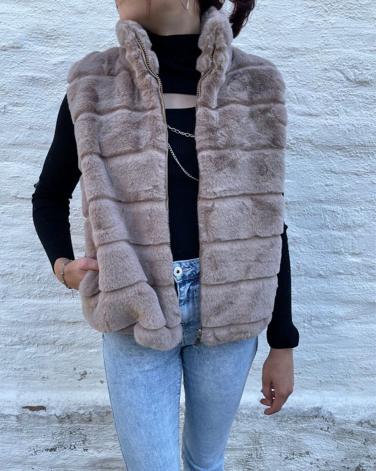 ITALY VIBES Fellimitatweste ALESSIA - Weste - Kunstfell - modern - ONE SIZE passt hier Gr. XS - XL von ITALY VIBES