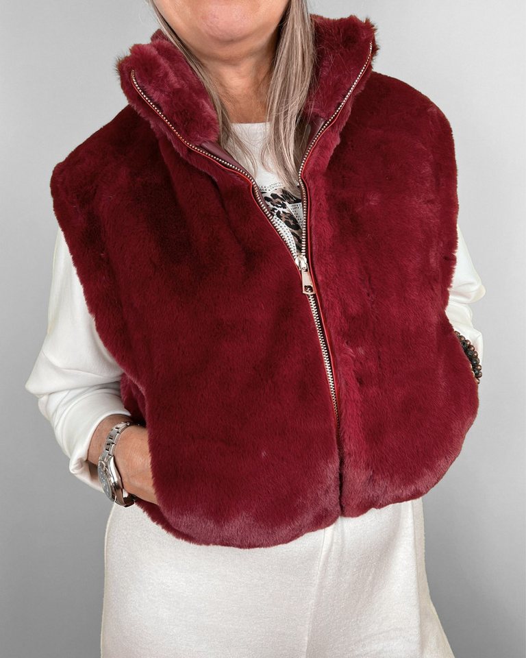 ITALY VIBES Fellimitatweste ELMIRA - Weste Fake Fur - cropped - Fellweste - ONE SIZE passt hier Gr. XS - M von ITALY VIBES