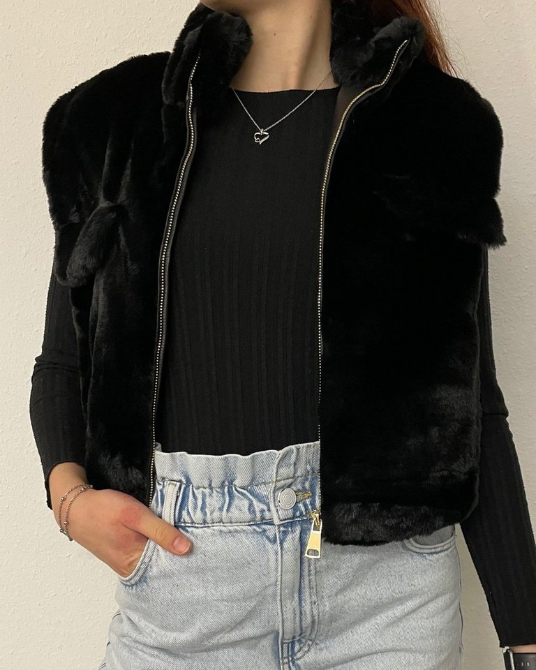 ITALY VIBES Fellimitatweste - ILVA - Weste Fake Fur - cropped - ONE SIZE passt hier Gr. XXS - L von ITALY VIBES