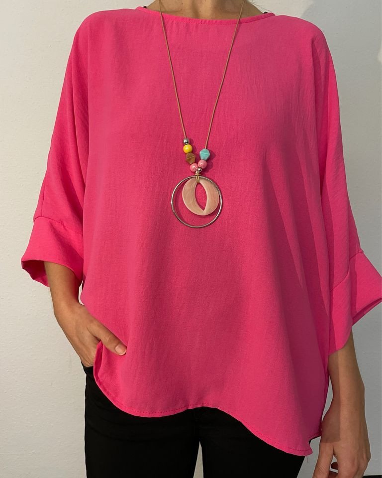ITALY VIBES Kurzarmbluse - Bluse LUZ- 3/4 Arm Bluse - gratis Kette - ONE SIZE passt hier Gr. S- XXL von ITALY VIBES