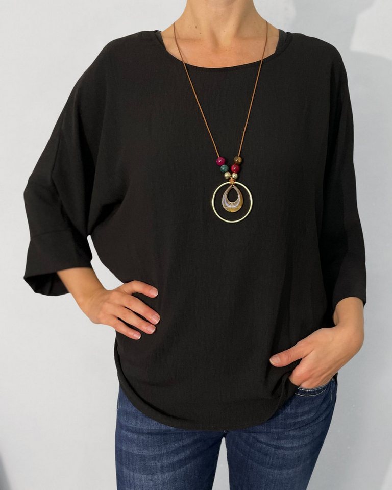 ITALY VIBES Kurzarmbluse - Bluse LUZ- 3/4 Arm Bluse - gratis Kette - ONE SIZE passt hier Gr. S- XXL von ITALY VIBES
