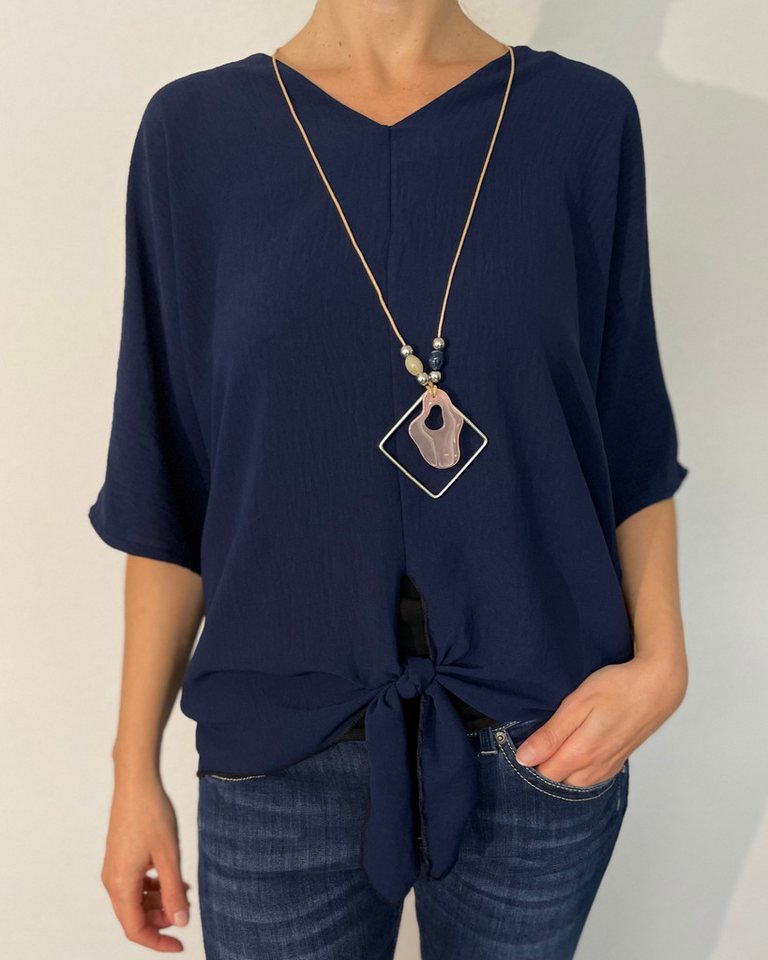 ITALY VIBES Kurzarmbluse ESTELA - Bluse mit Gratis Kette - ONE SIZE passt hier Gr. M - XXL,- mit gratis Kette von ITALY VIBES