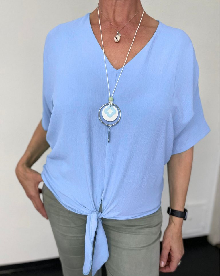 ITALY VIBES Kurzarmbluse ESTELA - Bluse mit Gratis Kette - ONE SIZE passt hier Gr. M - XXL,- mit gratis Kette von ITALY VIBES