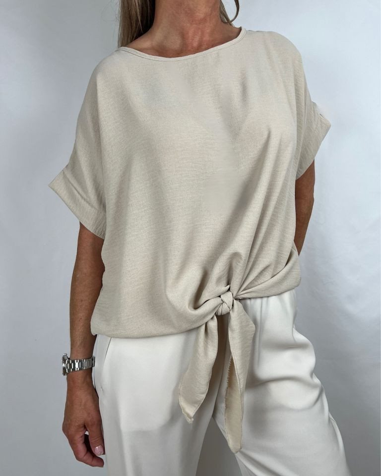 ITALY VIBES Kurzarmbluse - sommerliche uni farbene Bluse - ONE SIZE (Gr. S-XL) - mit Gratis Kette von ITALY VIBES