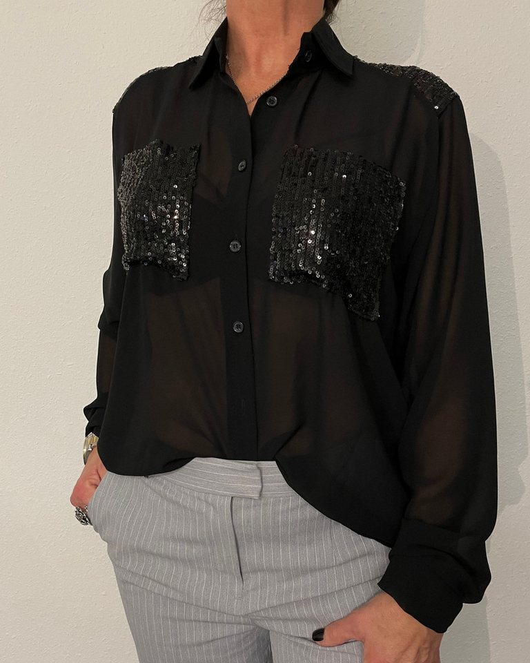 ITALY VIBES Langarmbluse ALICE - Bluse - Pailletten - ONE SIZE passt hier Gr. M - XL von ITALY VIBES