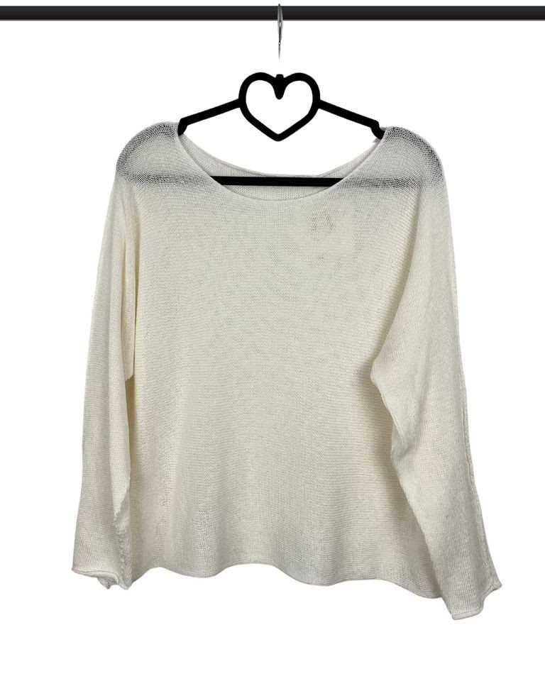 ITALY VIBES Langarmshirt –  Dünner Pullover mit U-Boot-Ausschnitt - Strickpullover - ONE SIZE passt hier Gr. XS-M von ITALY VIBES