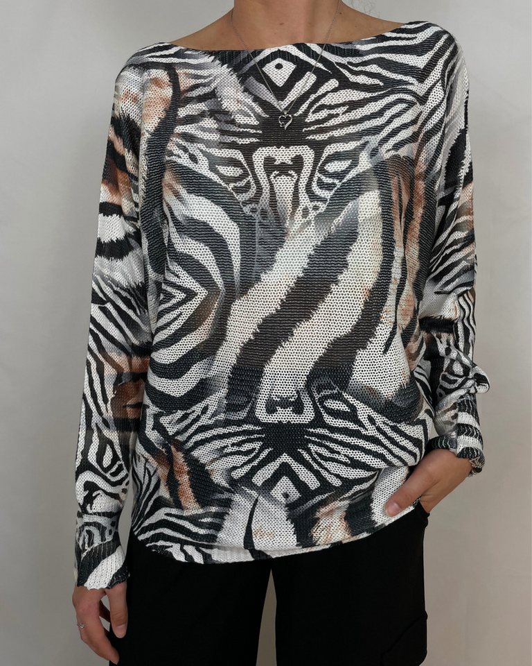 ITALY VIBES Langarmshirt FLAVIA - Langarmshirt mit Tiger-Print - ONE SIZE passt hier Gr. S - XL von ITALY VIBES