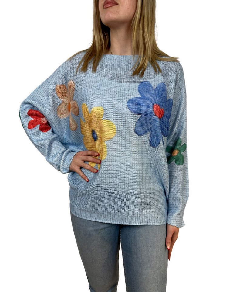 ITALY VIBES Langarmshirt – lässiges Langarmshirt mit Print - Strickpullover - ONE SIZE passt hier Gr. XS -L von ITALY VIBES