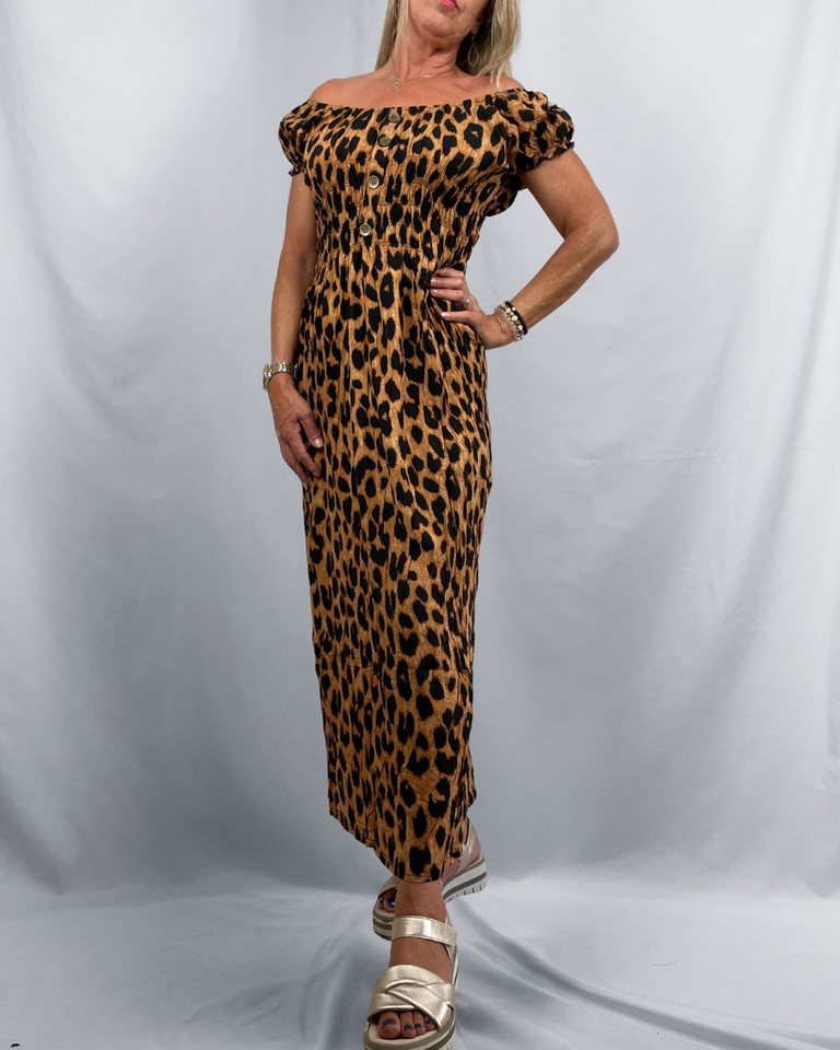 ITALY VIBES Maxikleid - Leo Maxikleid - Luftiges Kleid - langes Kleid - Leo Print ONE SIZE Gr. 36 - 42 / S - XL von ITALY VIBES