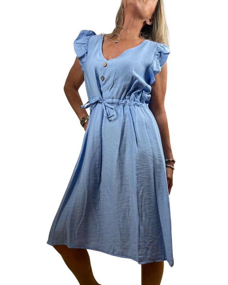 ITALY VIBES Midikleid Kurzarmkleid - lockeres Sommerkleid - tailliertes Kleid von ITALY VIBES