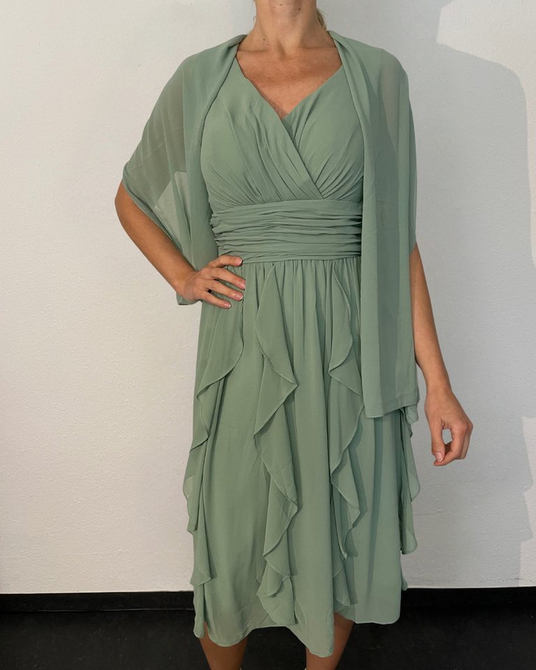 ITALY VIBES Midikleid MADRISA - Abendkleid - Kleid mit Stola - Wasserfallrock von ITALY VIBES