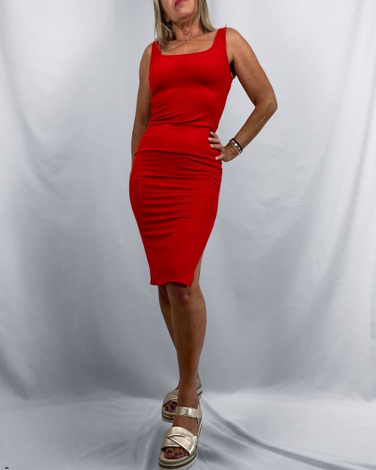 ITALY VIBES Midikleid - Rippkleid mit Schlitz - Kleid einfarbig - Tube-Dress gerippt ONE SIZE Gr. 34 - 38 / XS - M von ITALY VIBES