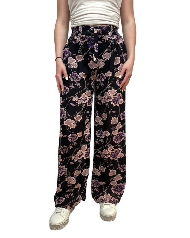 ITALY VIBES Stoffhose - lockere Stoffhose - weite Damenhose mit Print ONE SIZE passt hier Gr. S-XL von ITALY VIBES
