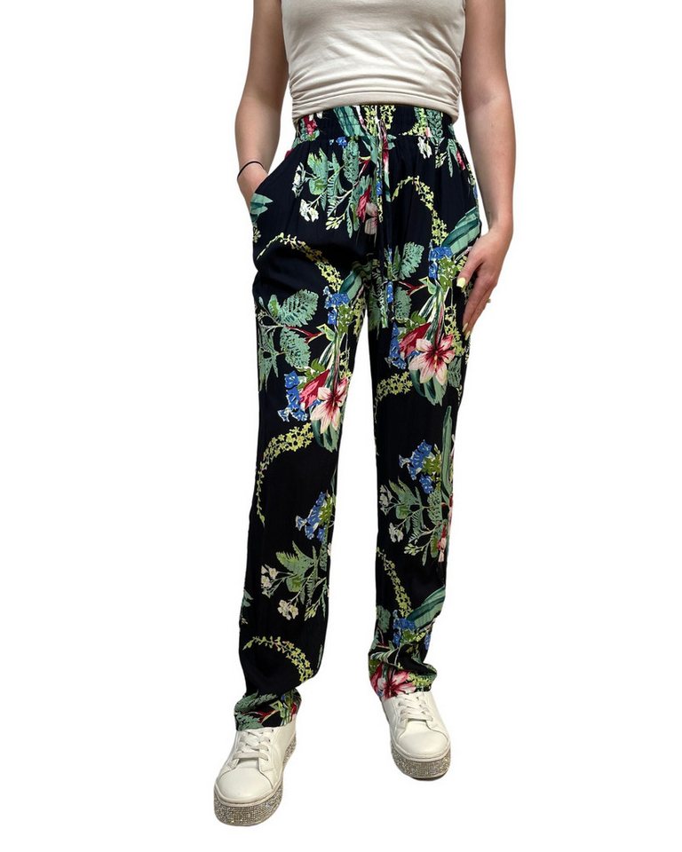 ITALY VIBES Stoffhose PINA - luftige Stoffhose - Sommerhose mit Print - Damenhose - ONE SIZE passt hier Gr. S- L von ITALY VIBES