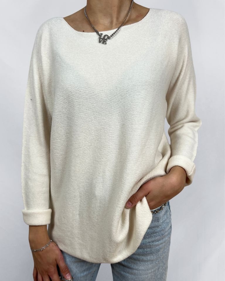 ITALY VIBES Strickpullover MAREIKA - Pullover - leichter Pulli - Basic Pullover - ONE SIZE passt hier Gr. XS - L von ITALY VIBES