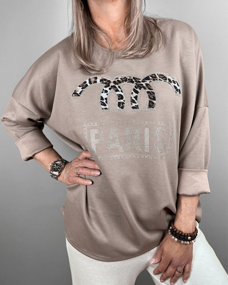 ITALY VIBES Sweatshirt - modisches Sweatshirt mit Schriftzug aus Strass - ONE SIZE passt hier Gr. M-XXL von ITALY VIBES